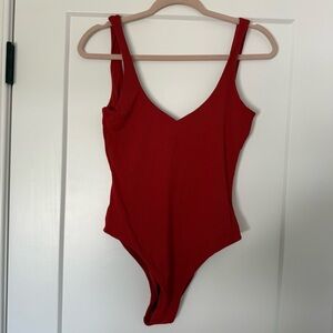 NWOT l*space Women’s Red One-Piece Ribbed Swimsuit